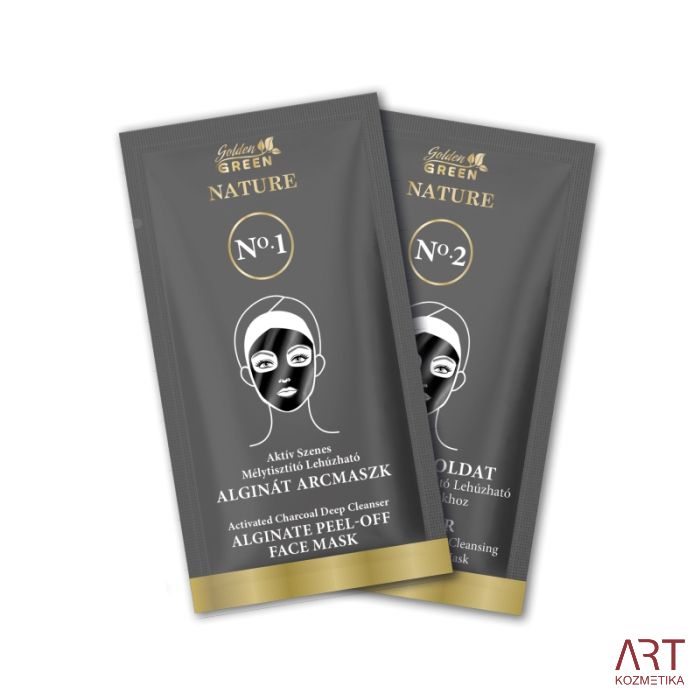 Golden GREEN Nature Peel of maska za čišćenje lica s aktivnim ugljenom i aktivator 10g + 30ml