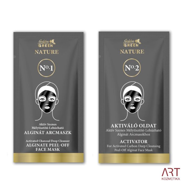 Golden GREEN Nature Peel of maska za čišćenje lica s aktivnim ugljenom i aktivator 10g + 30ml