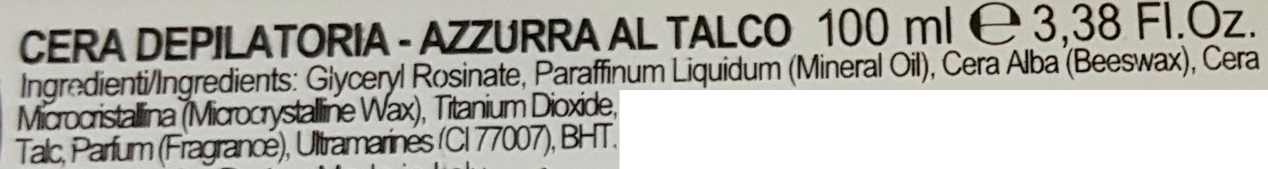 cera depilatoria azzura al talco INCI cera depilatoria azzura al talco INCI