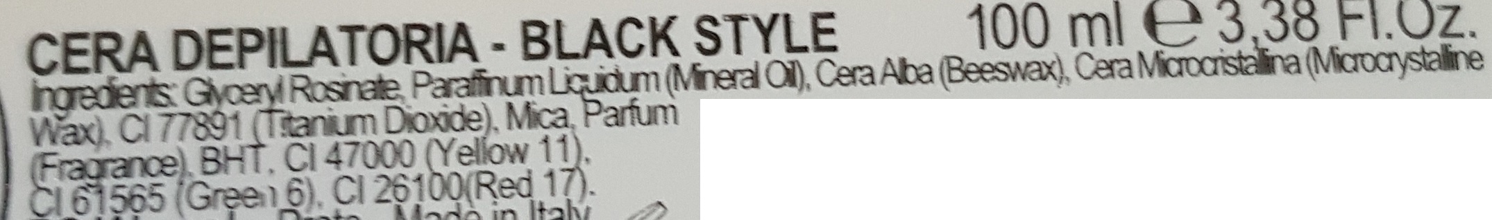 cera depilatoria black style INCI cera depilatoria black style INCI